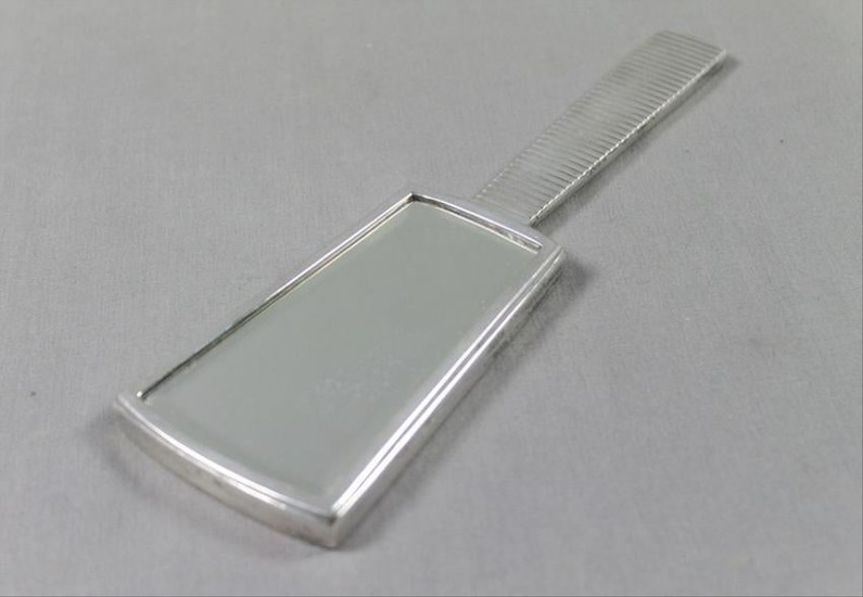 Modern Silver Brush And Mirror