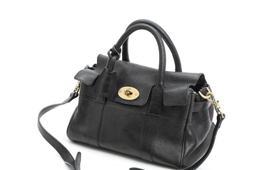 Mulberry A “Small Bayswater Satchel” bag of black leather with gold tone...