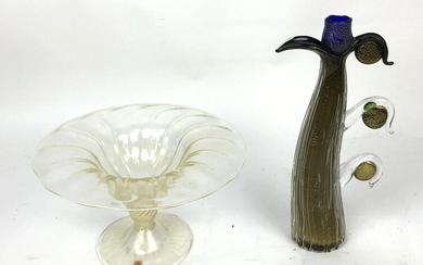 Murano Glass Bowl & Murano Glass Candlestick