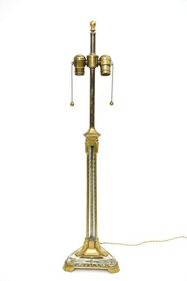 NEOCLASSICAL-STYLE BRASS & CRYSTAL TABLE LAMP