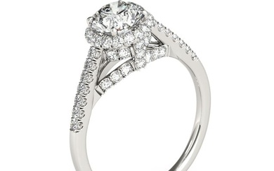 Natural 1.68 CTW Diamond Engagement Ring 14K White Gold