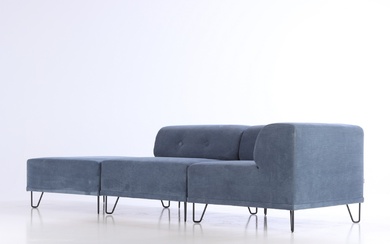 Nomad Dot modular sofa, upholstered in velvet, blue gray (3)