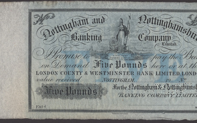 Nottingham and Nottinghamshire Banking Company, unissued £5, 19-, no signatures or serial...
