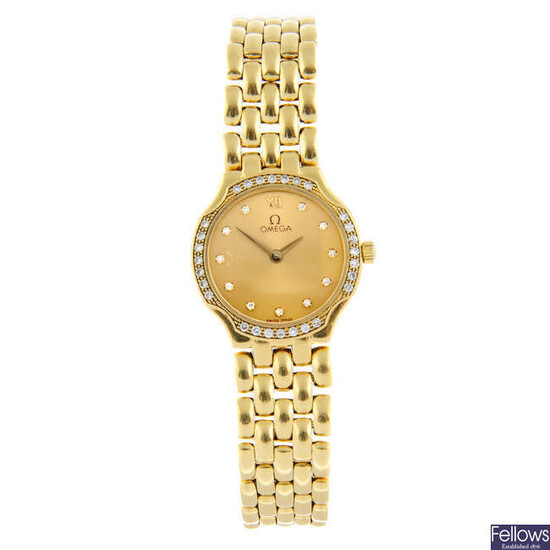 OMEGA - an 18ct yellow gold bracelet watch, 22mm.