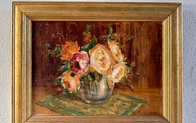 Oil on Canvas Floral Still Life Painting by H. Vandervelde