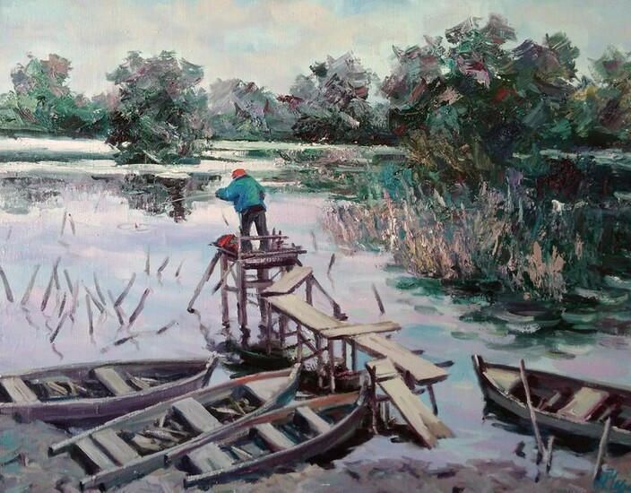 Oil painting Fisherman Alexander Nikolaevich