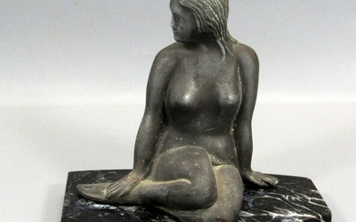 Old Pewter Statuette of a Mermaid (Symbol of The City of Copenhagen, Denmark)
