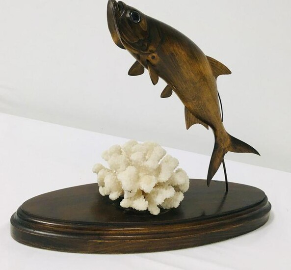 PETER COSTELLO CARVED WOOD SCULPTURE - TARPON #008