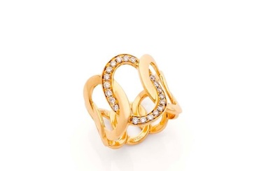 POMELLATO "Brera" Collection Ring in 18k openwork pink gold (750‰) with interlocking rings