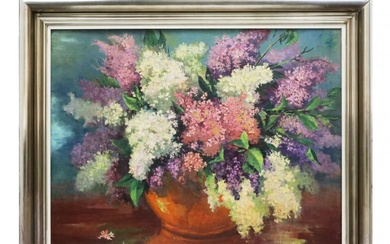 Painting Bouquet of Lilacs. 1950s.