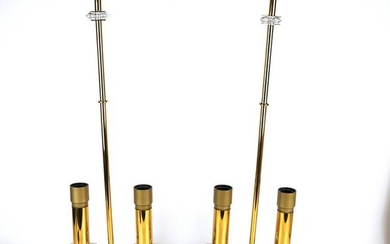 Pair Brass & Lucite 2-Arm Desk Lamps