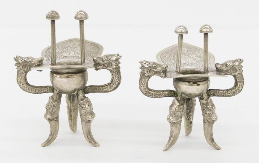 Pair Chinese 800 Silver Jue Miniature Cups
