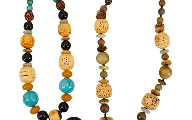 Pair Of Chinese Stone Bead Necklaces