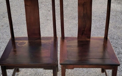 Pair Of Hardwood Chinese Official Chairs 19th Century
