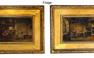 Pair Of Signed 19th C. Oil On Board Painting