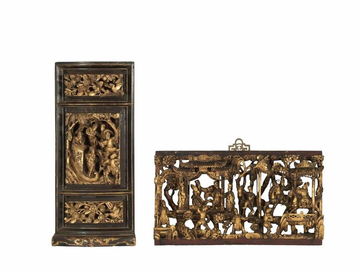 Pair of Chinese Carved Gilt Wood Panels, 19th Century