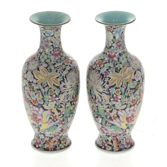 Pair of Chinese Porcelain and Enamel Vases.