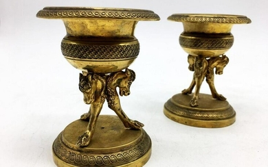 Pair of Classical Style Brass Footed Bowls
