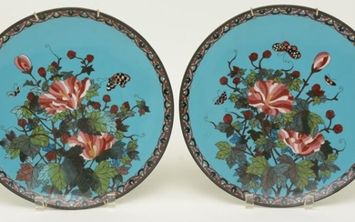 Pair of Cloisonne’ Chargers, Japan, Meiji Period