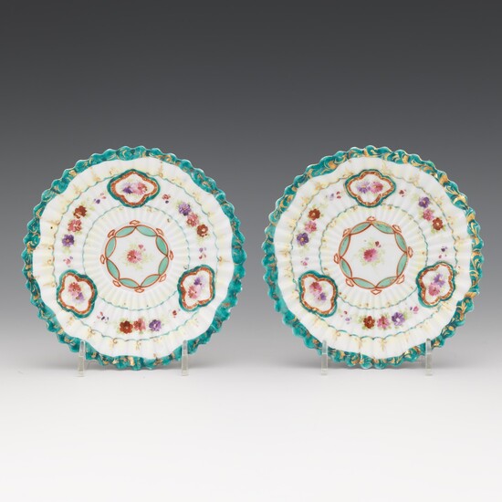 Pair of Japanese Fine Porcelain Ribbed Saucers