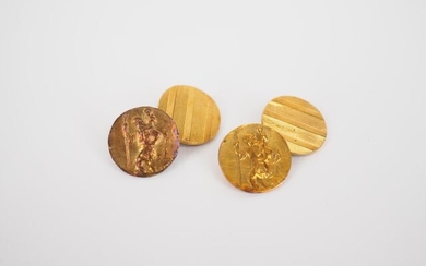 Pair of cufflinks in yellow gold with the effigy of...