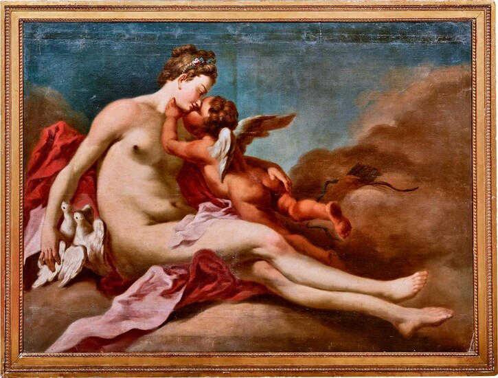 Pellegrini, Giovanni Antonio (Attrib.): Venus und Amor mit Tauben