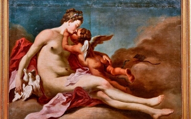 Pellegrini, Giovanni Antonio (Attrib.): Venus und Amor mit Tauben