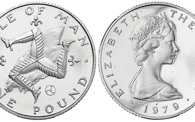 Pièces et médailles d'or étrangères, Île de Man, Élisabeth II, 1952-2022, One Pound PLATIN 1979,...