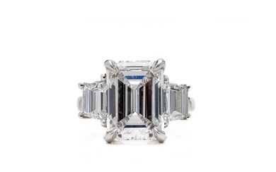 Platinum 3 Stone 8.58 ctw Emerald Cut Diamond Ring