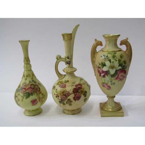 ROYAL WORCESTER PEACH GROUND, pearl painted ewer, model 783,...