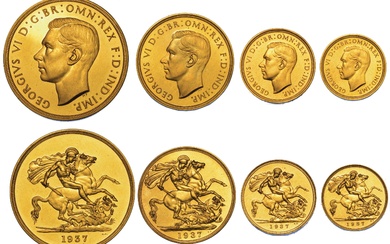 ROYAUME-UNI. GEORGES VI, 1936-1952. Lot de quatre pièces. Série complète de spécimens en or de...