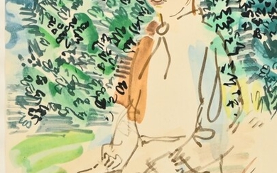 Raoul DUFY (1877 - 1953) d'après Portrait de Mademoiselle Kessler lithographie couleur,...