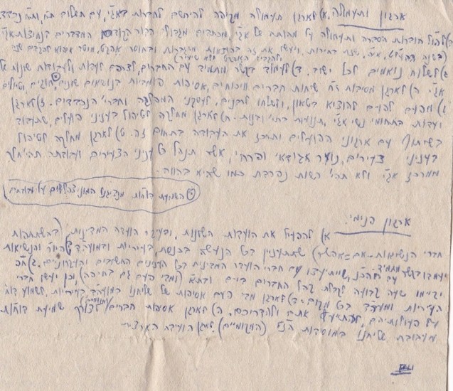 Rare! important document with point of view of the movement of Agudat Yisrael and the methods of their necessary actions, all hand written by the Admo"r the 'Pnei Menachem' of Gur. 1976.