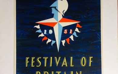 Rejseplakat, Festival of Britain, D.F.D.S. c. 1950. Offset in colours. Sheet size 76×50 cm. Unframed.