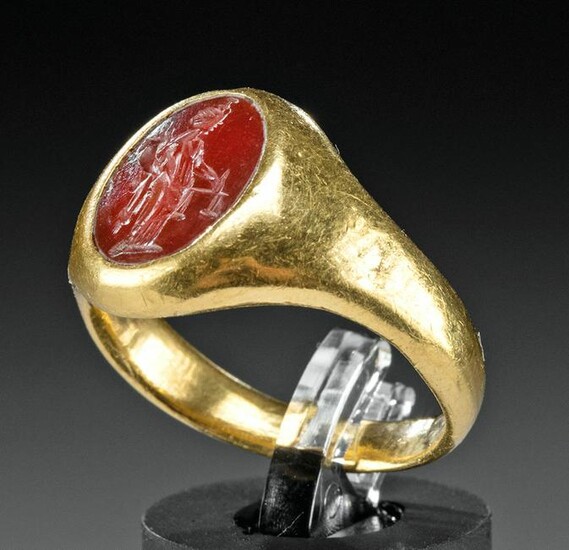 22K+ Gold Ring / Ancient Roman Carnelian, ex Christie's