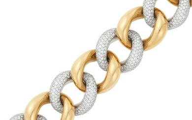 Rose Gold, Platinum and Diamond Curb Link Bracelet