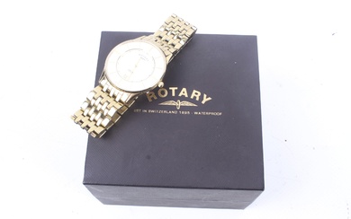 Rotary, a gentleman's gold-plated round bracelet watch.