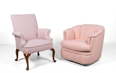 Rowe Furniture swivel club chair, Queen Anne style