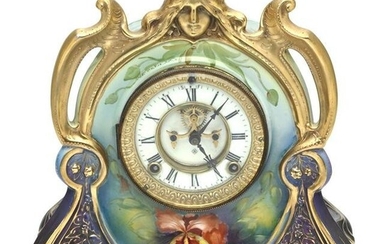 Royal Bonn Ansonia Painted Ceramic Mantel Clock.