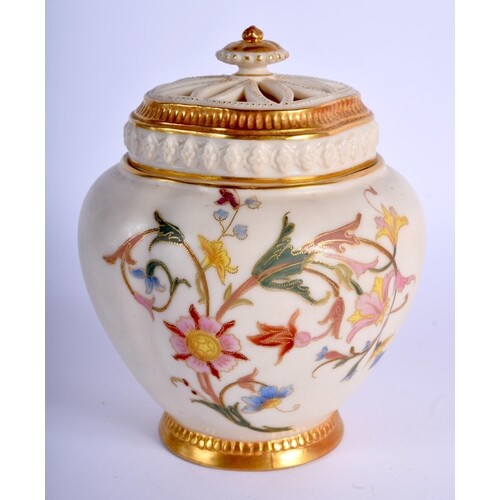 Royal Worcester pot pourri vase with inner and outer cover p...