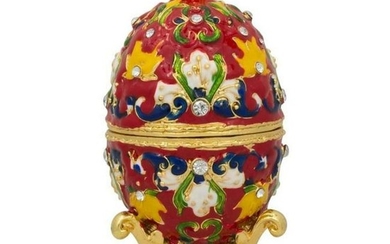 Russian Faberge Inspired Oriental Florals Trinket Jewel
