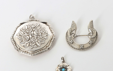 SILVER JEWELLERY, 3 pieces, 20th century.