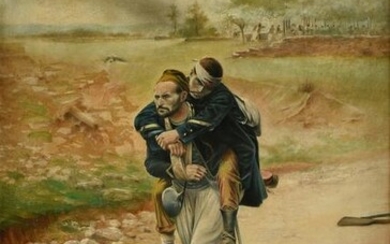 SPANISH SCHOOL, A PAINTING, "Wounded Soldiers,"