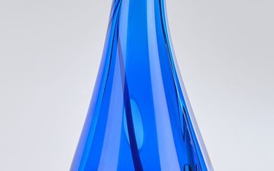 Sahlin, Gunnel, Kosta Boda, "Oriente III", vase bouteille, verre d'étude, édition limitée, bleu, ovales taillés,...