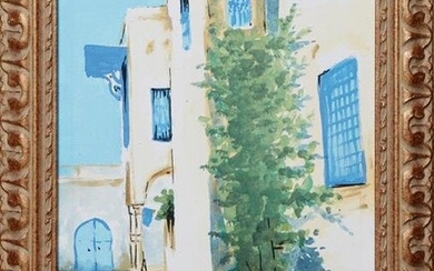 Sandi (Tunisia), "Tunisian Street Scene," 20th c., oil