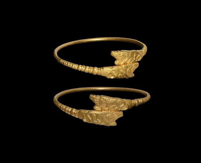 Scythian Gold Bracelet with Lion Attacking an Ibex
