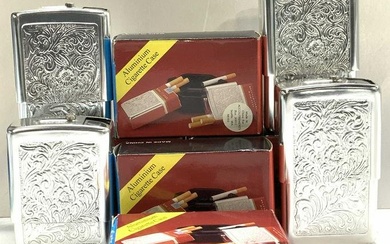 Set 9 Repousse Aluminum Cigarette Pack Holders NIB