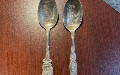 Set of 2 Iowa Souvenir Sterling Silver Spoons Stamped 1.12 Troy Oz