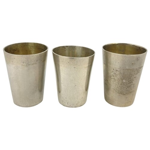 Set of 3 Silver Tot Cups. 63 g. Carl Frey & Sohne. 800 Grade...