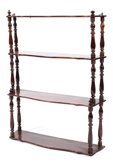 Set of Victorian mahogany three-tier wall shelves